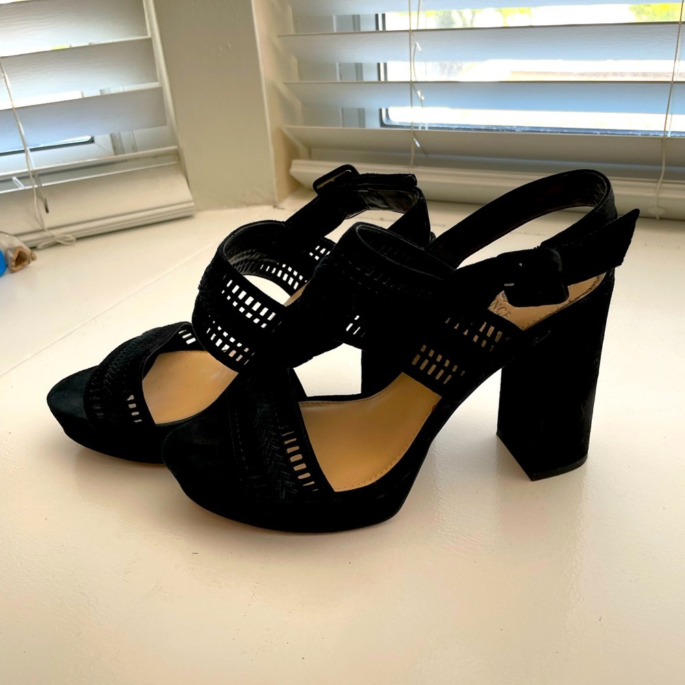 Vince Camuto Black Suede Heels in Near New Condition